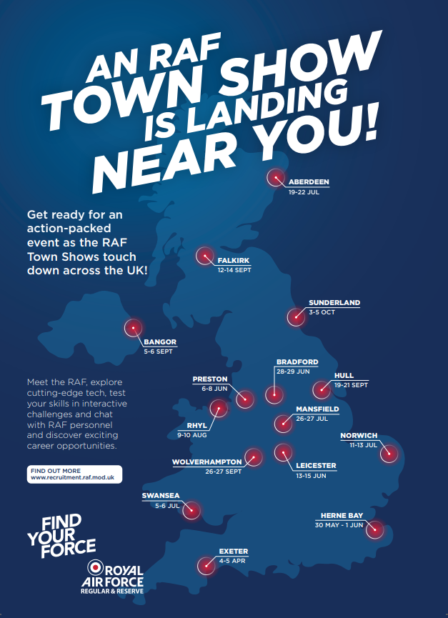 RAF Recruitment Events Royal Air Force Map 
