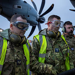 RAF Suppliers monitoring fuelling of A400 Atlas