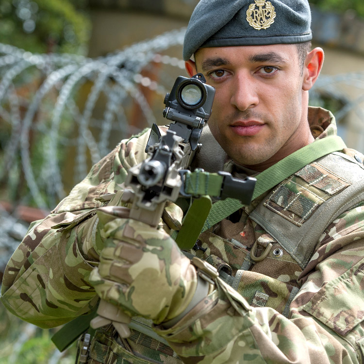 RAF Regiment Officer with rifle on training range
